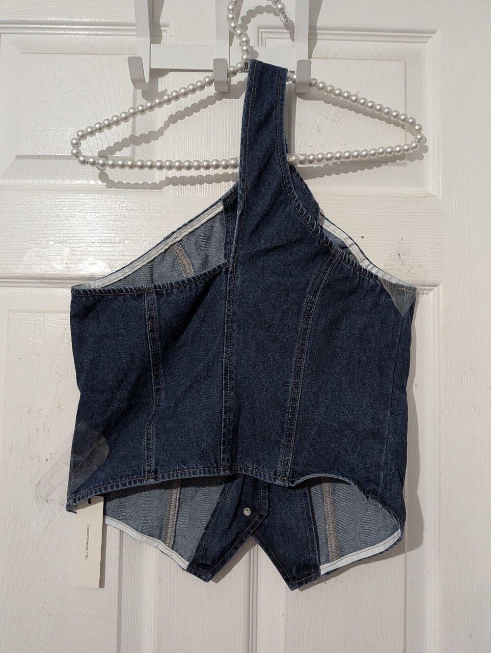 Commense One Shoulder Buttoned Denim Vest - Picture 10 of 13